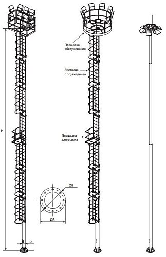 ВМОНТ-20 Высокомачтовая трубчатая опора со стационарной короной
