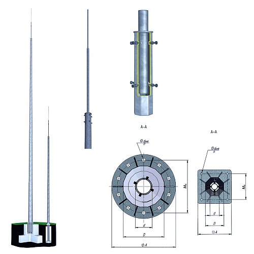 МОГК-27 Молниеотвод гранёный и трубчатый