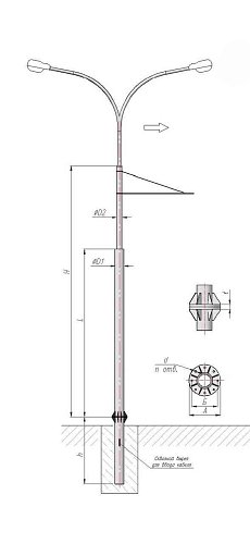 ТФ-2000-9 Опора контактной сети фланцевая трубчатая